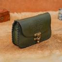 Leather bag with Celtic Cross, Green