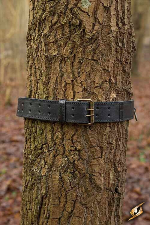 Belt with rings, black, 120 cm