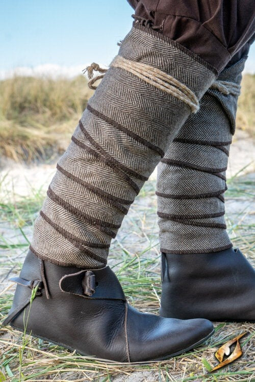 Owijki na nogi w jodełkę, czarne, mieszanka wełny