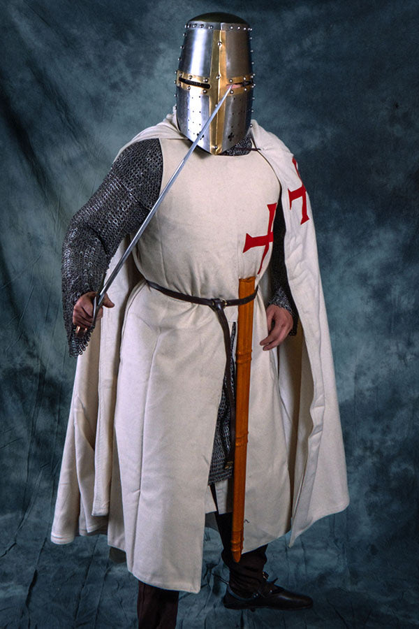 Historical Templar cloak, wool mix, cream