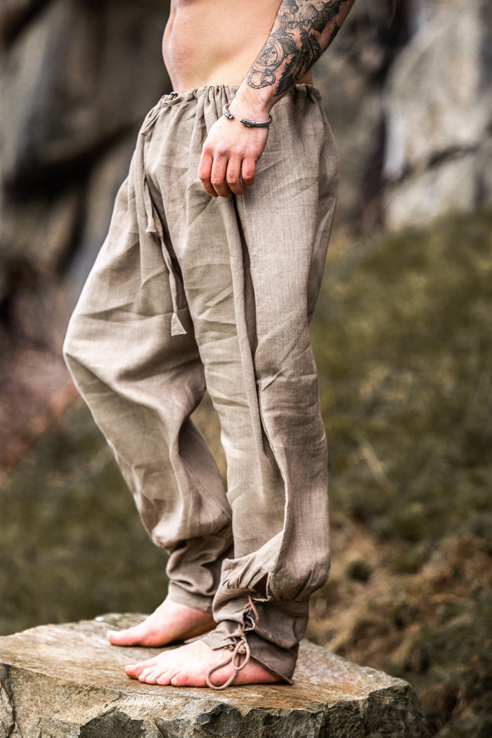 Linen Viking Trousers Odin, grey