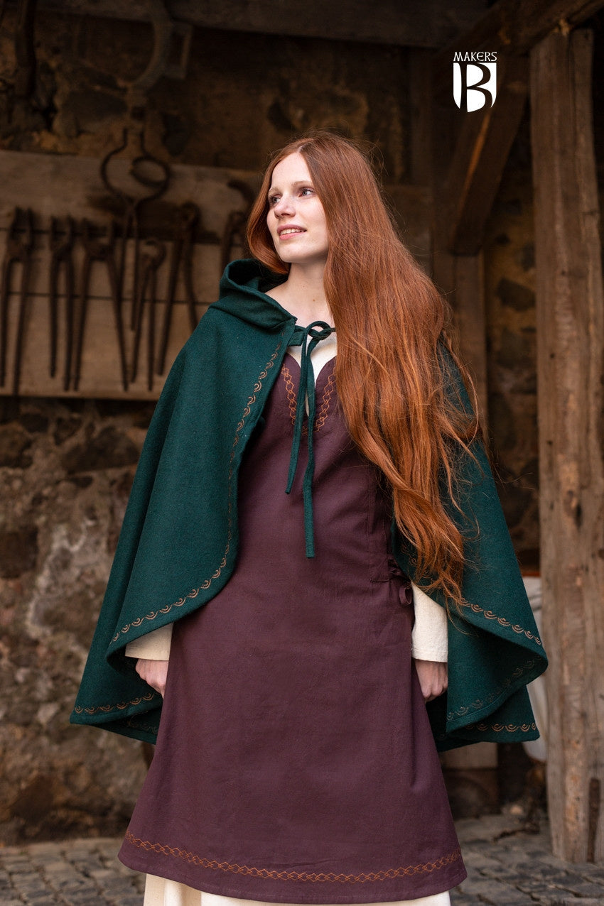 Affra cape, wool blend, green