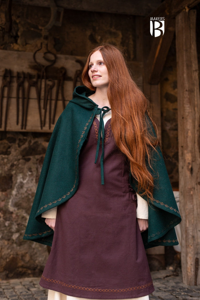 Affra cape, wool blend, green