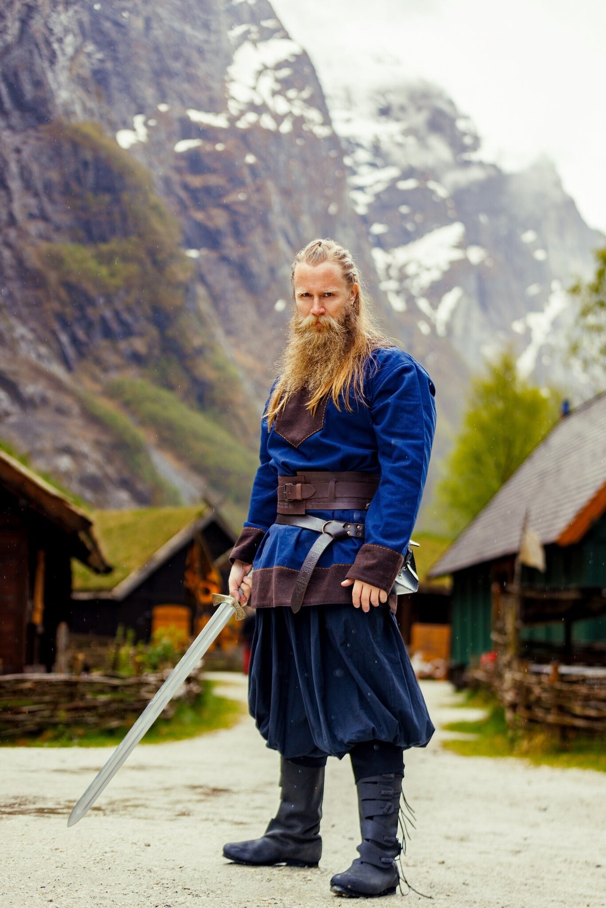 Viking tunic Roland, wool blend, blue