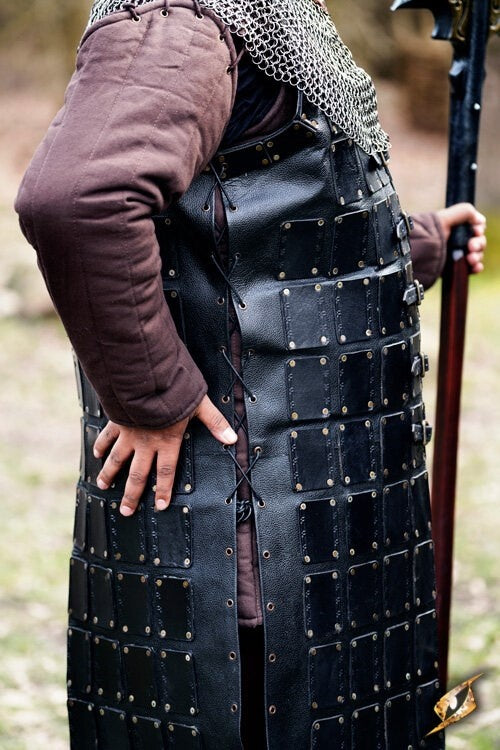 Leather brigandine long, black