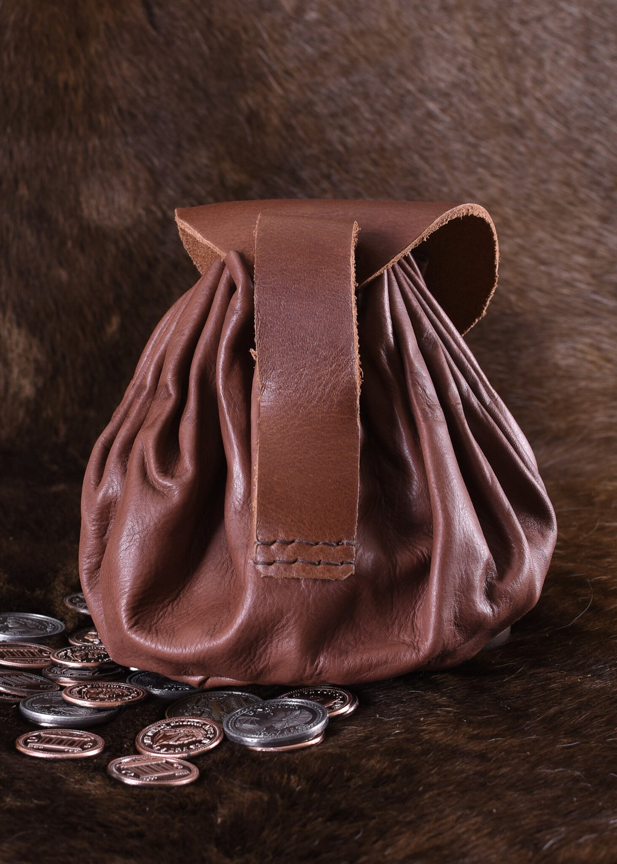 Medieval money pouch Chester, red brown