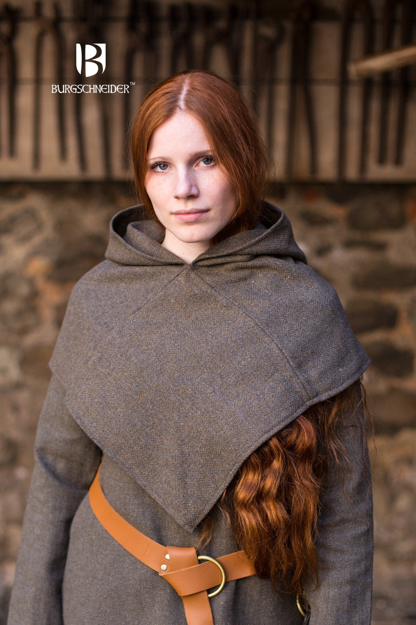 Chaperon herringbone motif Knud, olive grey, wool mix