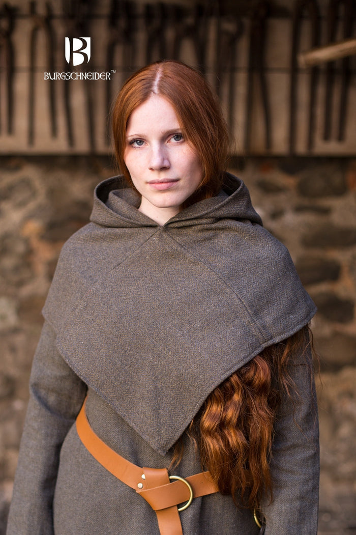Chaperon herringbone motif Knud, olive grey, wool mix