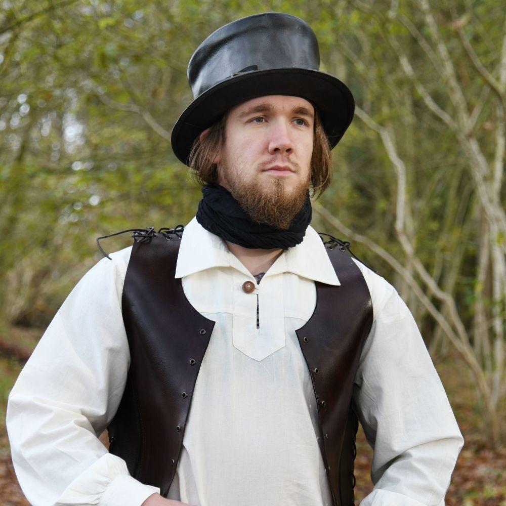 Black leather hat