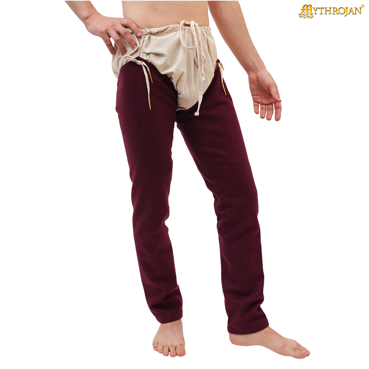 Medieval chausses, wool, dark red