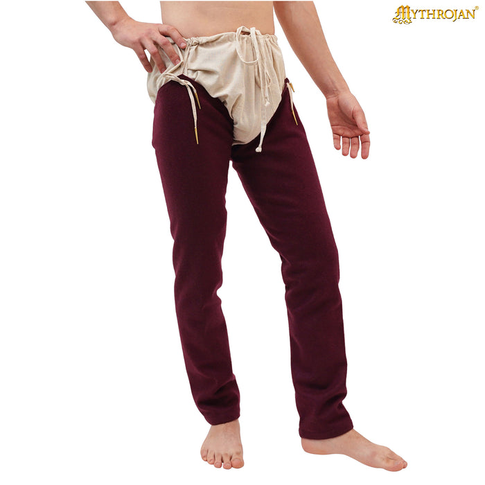 Medieval chausses, wool, dark red