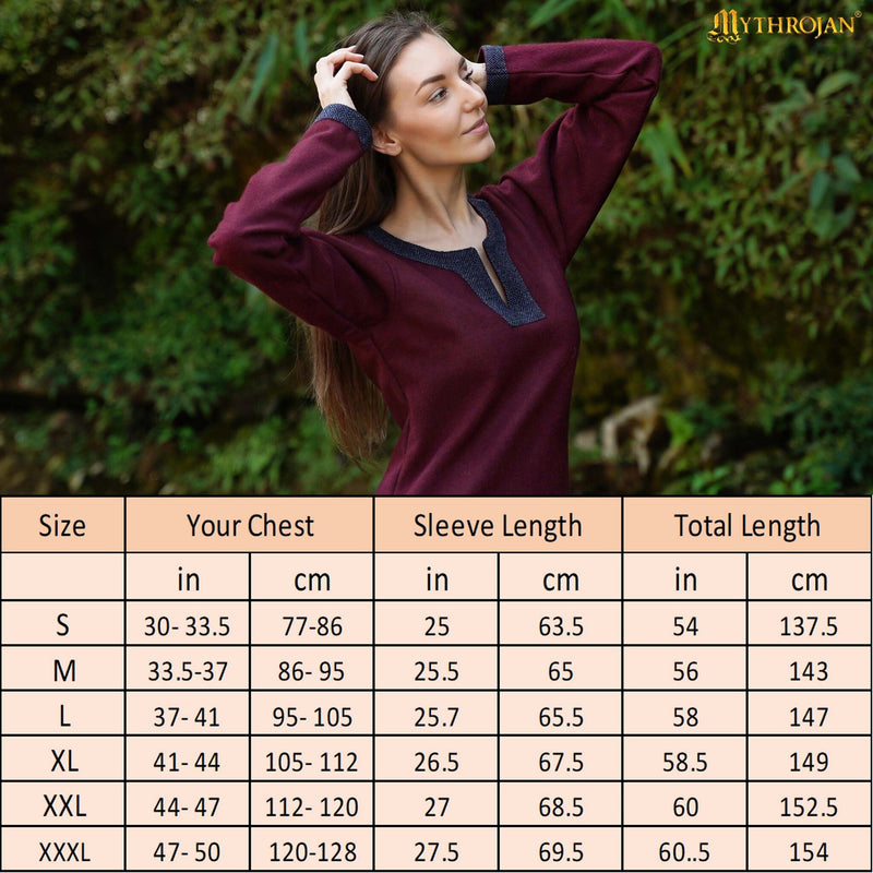 Wollkleid Siggi im Wikingerstil, bordeauxrot