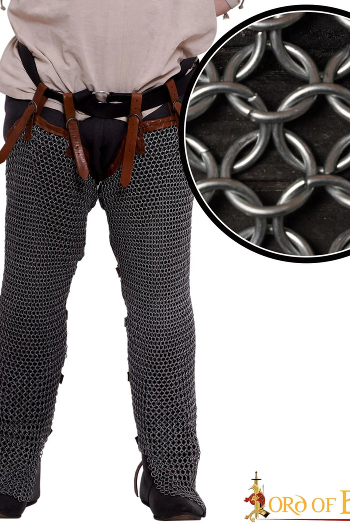Chain mail chausses, galvanised, unriveted round rings