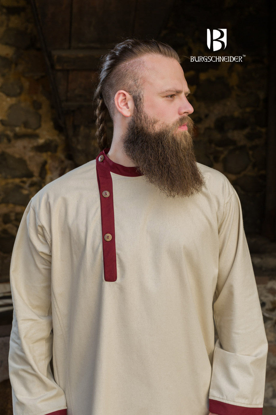 Rusvik Viking tunic Tobiasz, natural-burgundy