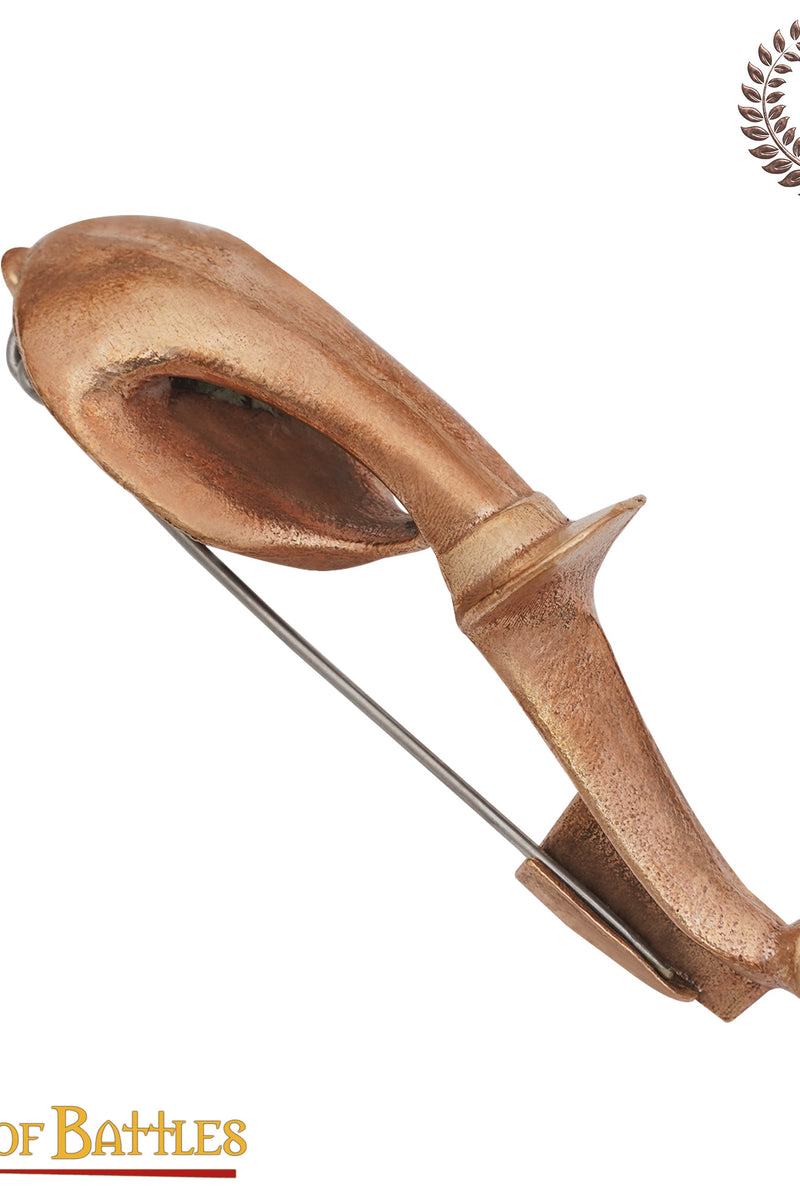 Fíbula trompeta (fíbula de arco), siglos I–IV, bronce