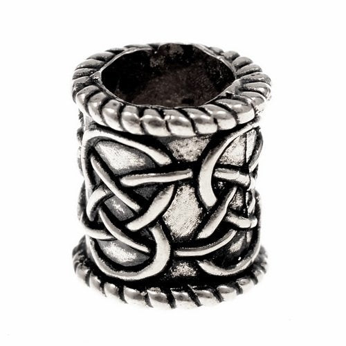 Beard bead with knot motif, silvered bronze