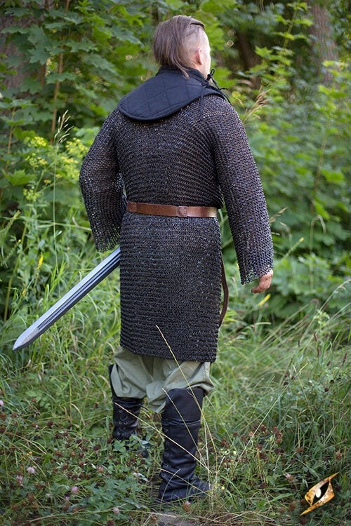 Hauberk with split, round rings, round rivets 9 mm