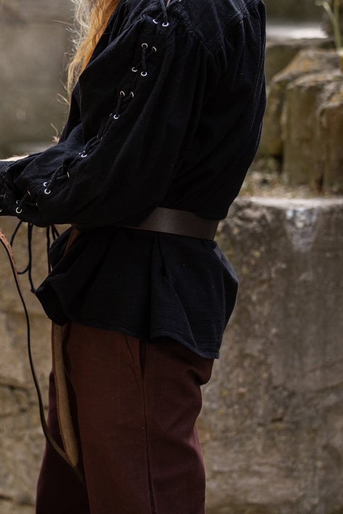 Pirate shirt with laces, black