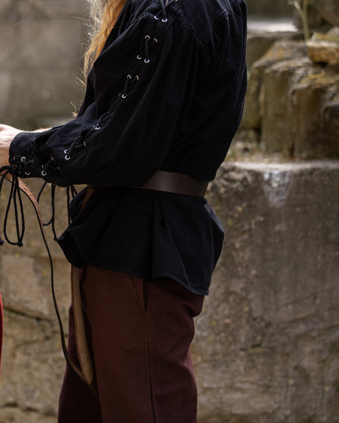 Pirate shirt with laces, black