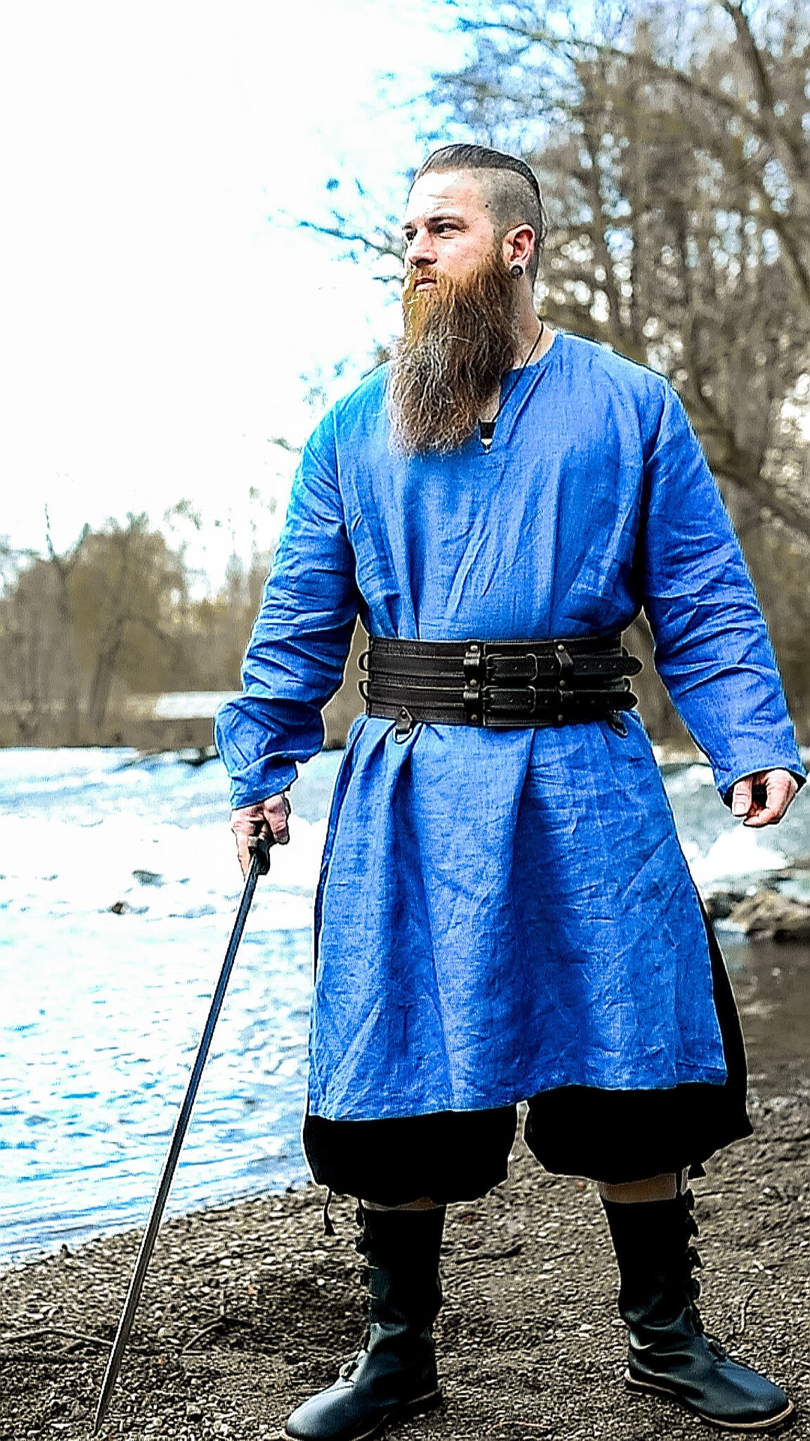 Thorsberg tunic Germanic, linen, blue