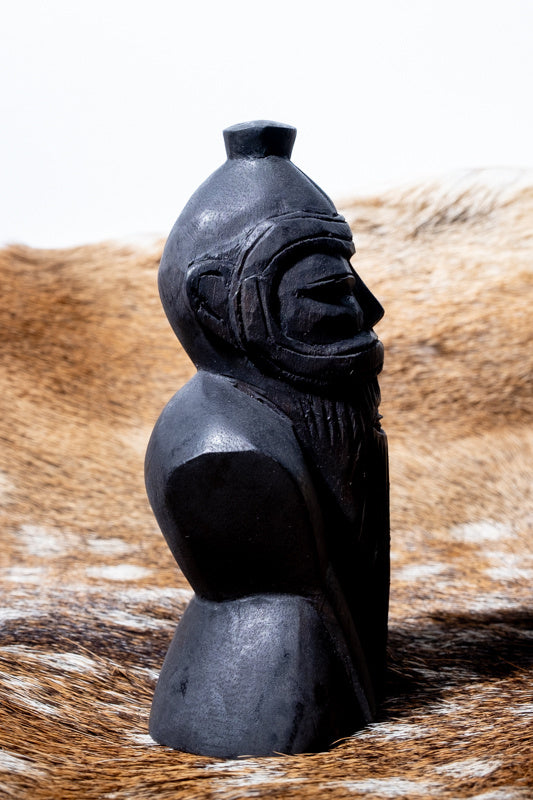 Wood carving Viking god Freyr, black