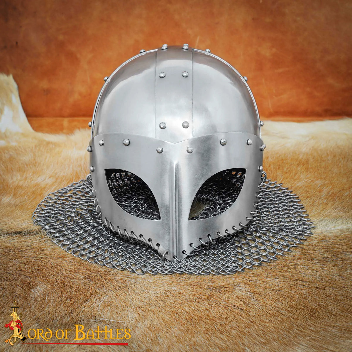 10th century Viking spectacle helmet with chain mail, 1.6 mm