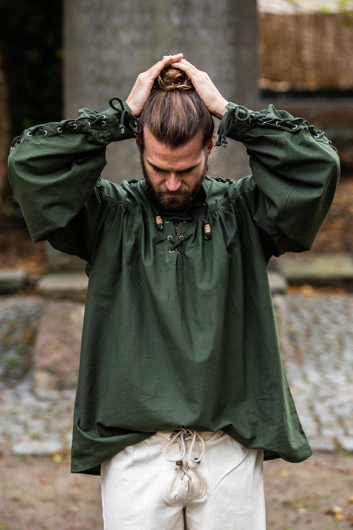 Pirate shirt with laces, green
