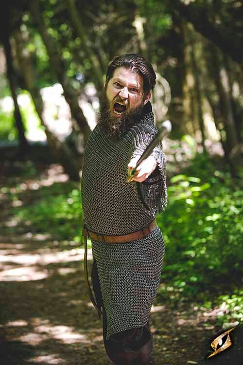 Hauberk with split, black, unriveted 9 mm