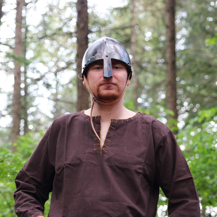 Germanic Thorsberg tunic with authentic hem, dark brown