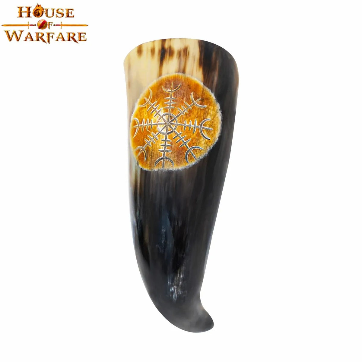 Engraved drinking horn Vegvisir with relief, 300-500 ml