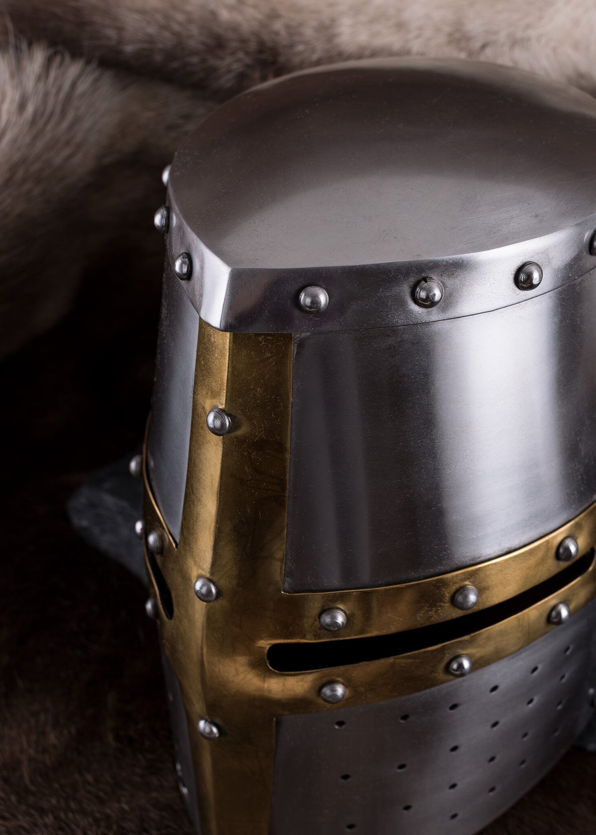 Helmet knight templar with brass cross, 1.6 mm
