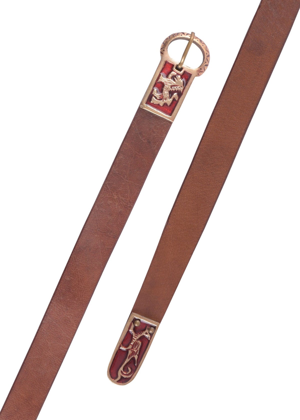 Enamelled medieval belt, 165 cm, brown