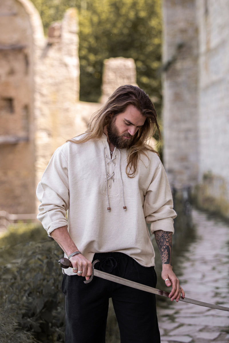 Dichtes Baumwollhemd, creme