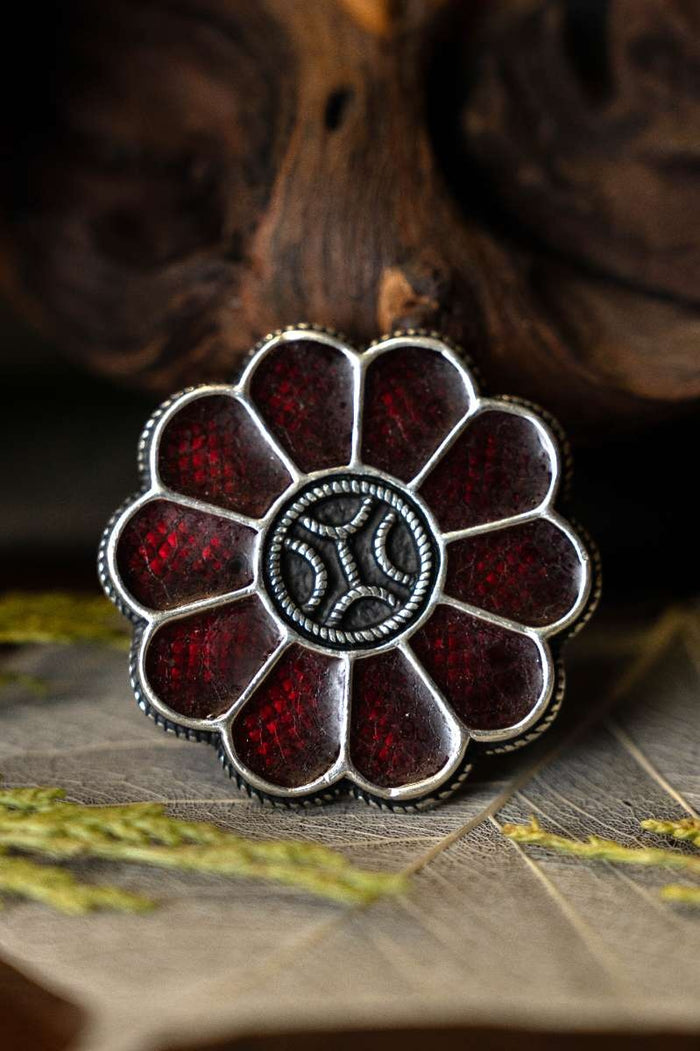 Alamanic rosete fibula, silvered bronze