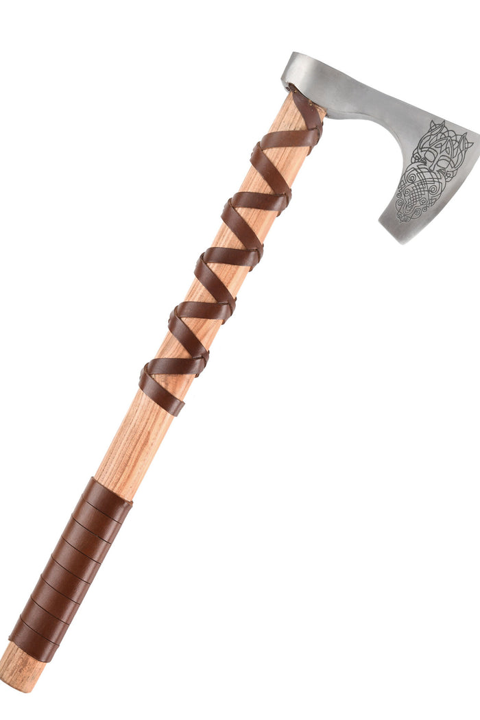Viking bearded axe, type C, engraved, semi-sharp