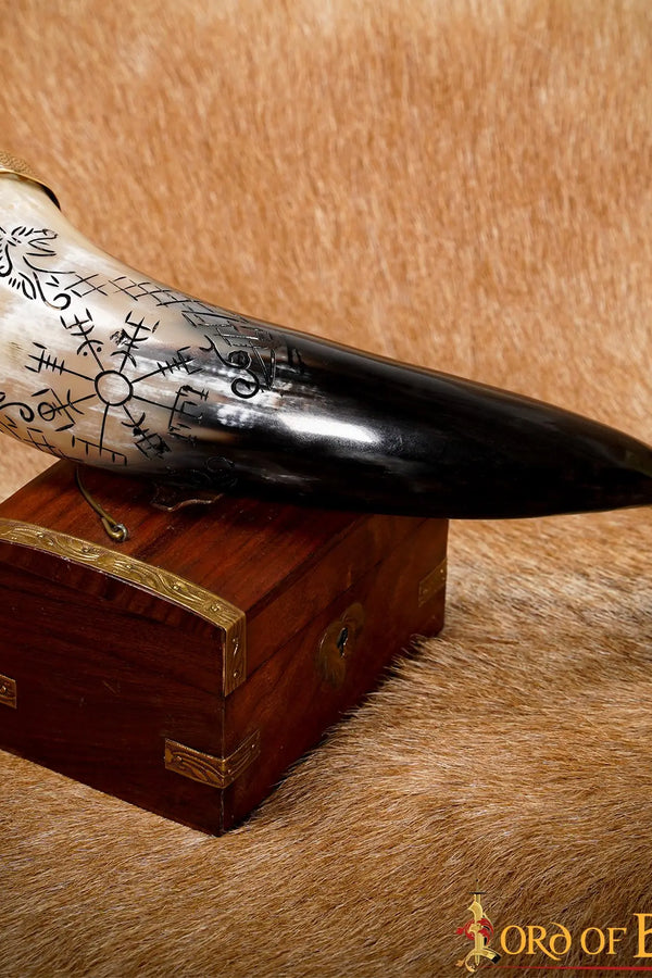 Viking drinking horn Jormungandr and Vegvisir, 300-400 ml