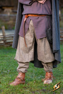 Spodnie Rusvik Ull, wzór jodełkowy, mieszanka wełny, jasnobrązowe