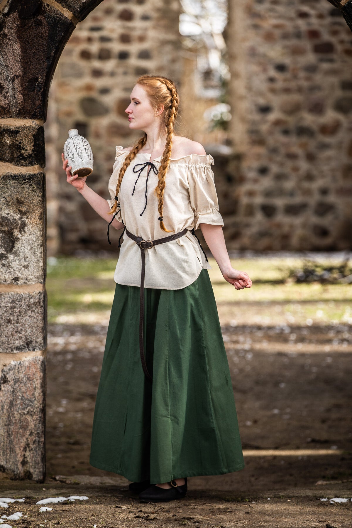 Medieval skirt Konstanze, green