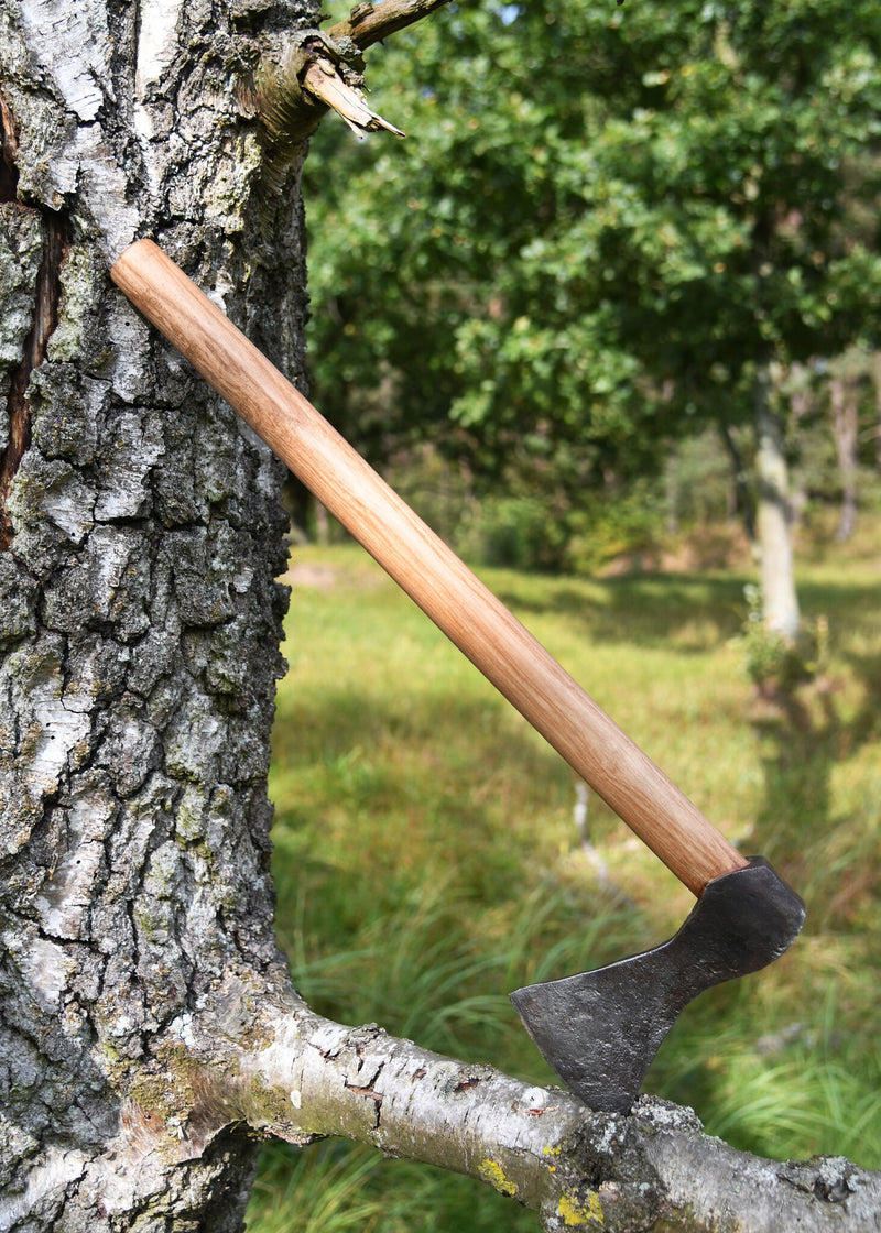Hacha vikinga de acero forjado a mano, tipo A, semi-afilada