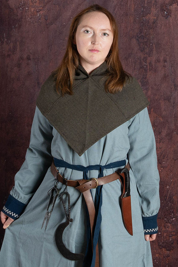 Chaperon herringbone motif Knud, olive grey, wool mix