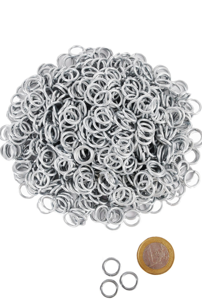 1 kg galvanised chainmail rings, unriveted, 8 mm