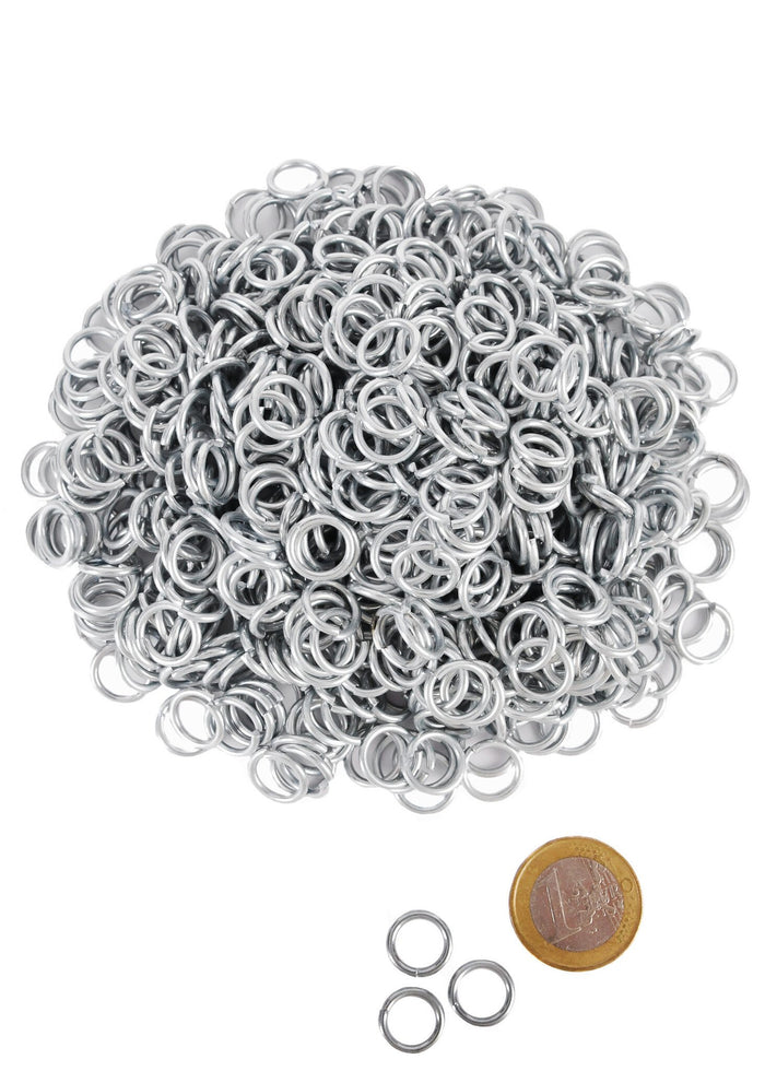 1 kg galvanised chainmail rings, unriveted, 8 mm
