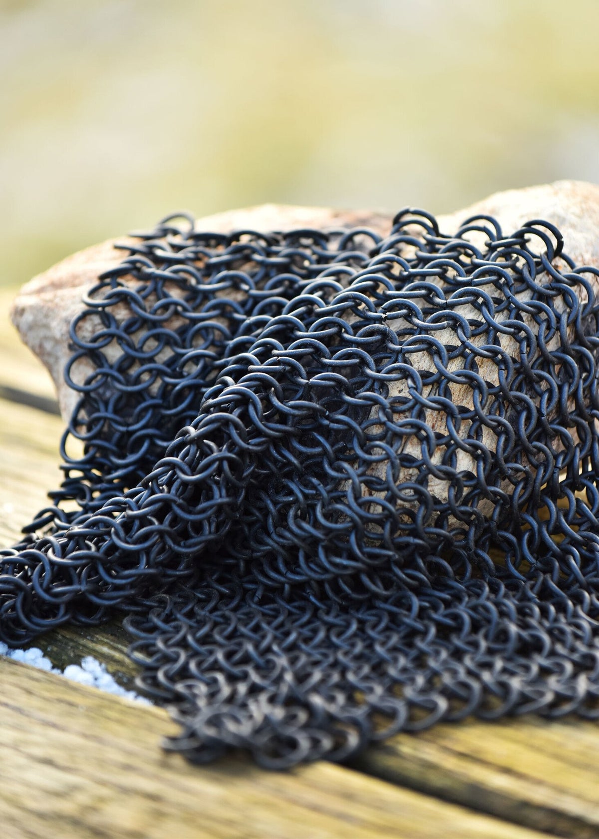 Bronzed chainmail piece, unriveted, 8 mm