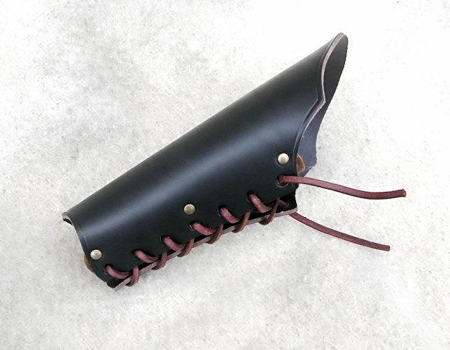 Leather bracer, underarm guard, 23 cm, black