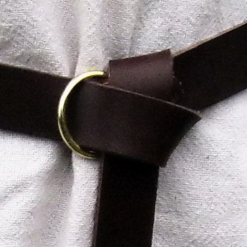 Leather belt with ring buckle, 165 cm, brown