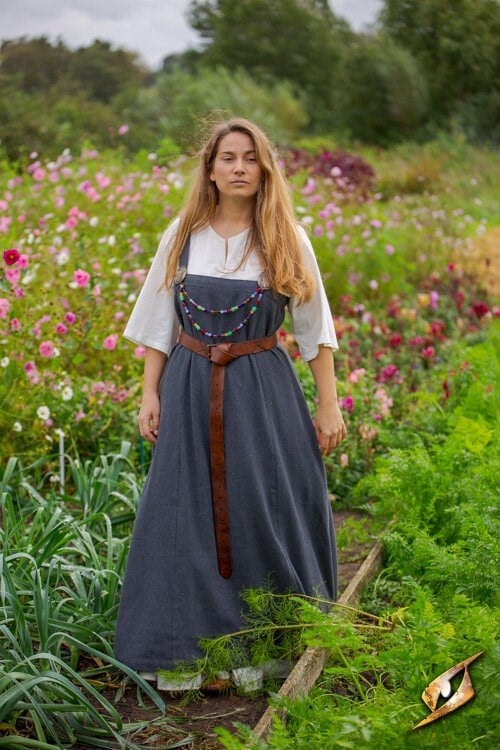 Viking apron dress Frida herringbone, dark grey