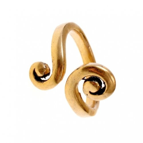 Celtic ring with stylised spiral motif, bronze