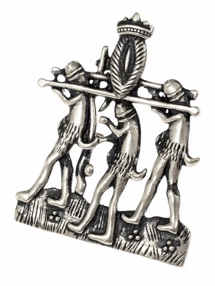 Pilgrim badge phallic procession, silvered bronze