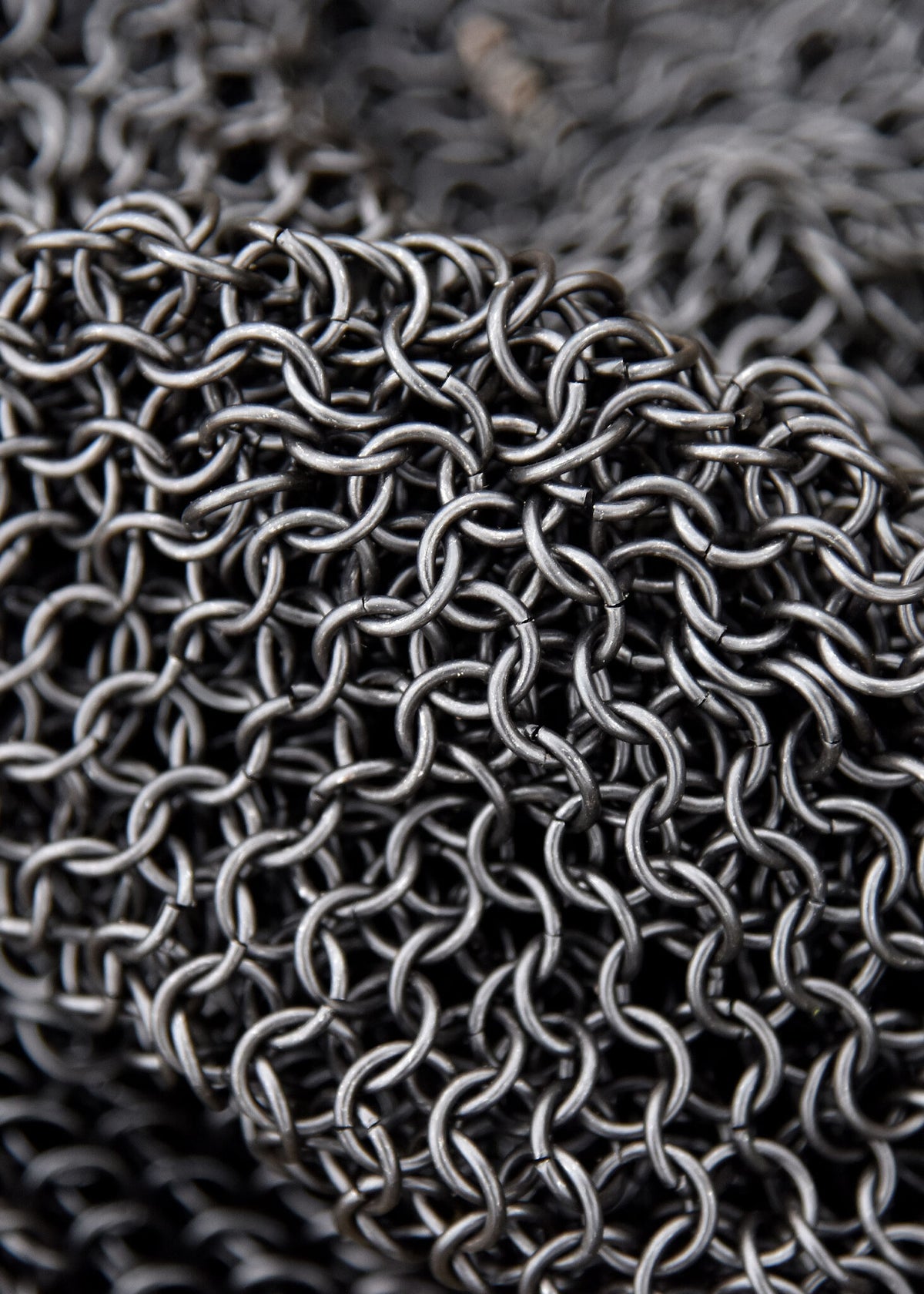 Chainmail coif with square neck, galvanized, 8 mm
