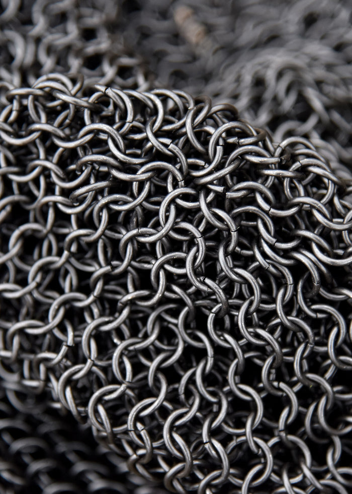 Chainmail coif with square neck, galvanized, 8 mm